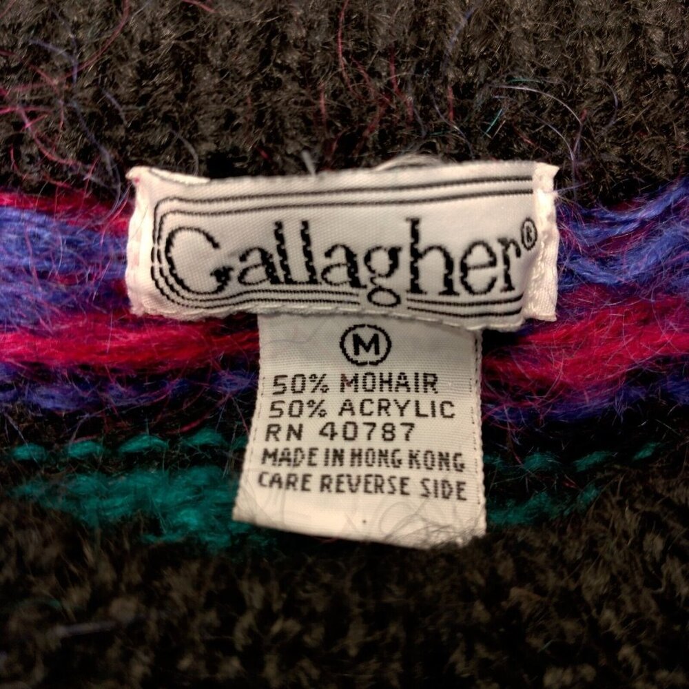 Gallagher Sweater Womens M Crew Neck Striped Vintage 1990s Retro Mohair Blend - Picture 6 of 12